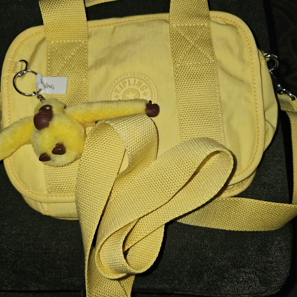 Kipling Yellow Nadale Crossbody Bag with Monkey Keychain - Picture 3 of 3